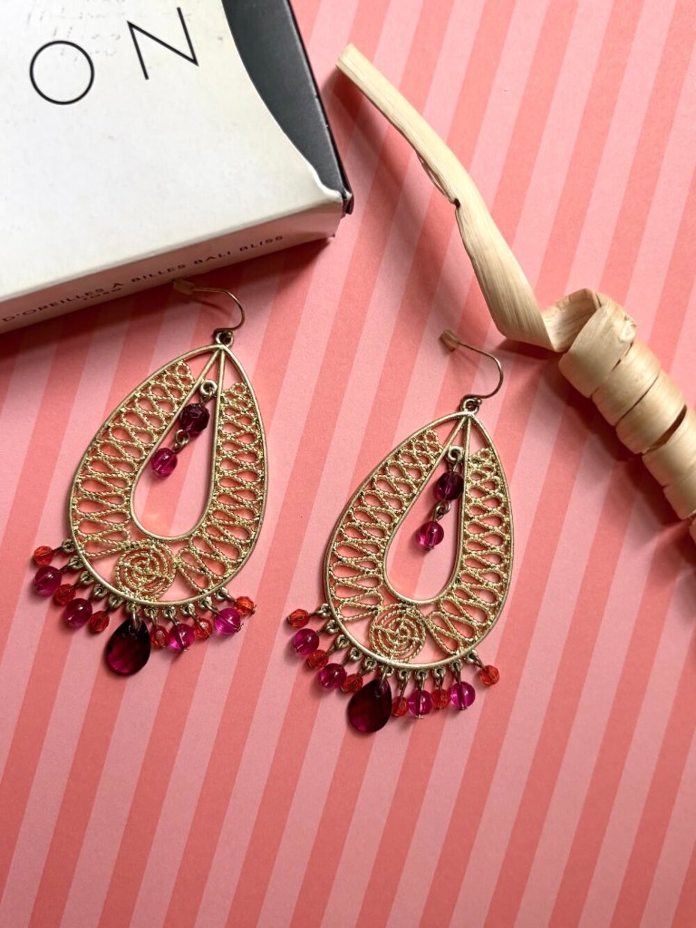 Avon Pink Bali Bliss Beaded Earrings